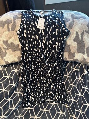 Nine West Black and White Sleeveless Mini Dress